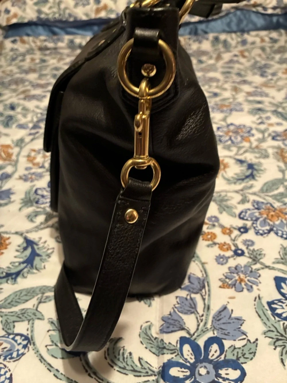 Coach Black Leather Shoulder Tote with Gold Hardware - Picture 4 of 11